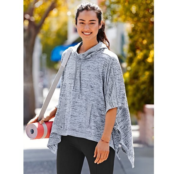 Talbots Oversized Marled Grey Front Kangaroo Pocket Hoodie Poncho Sweatshirt - Picture 16 of 16